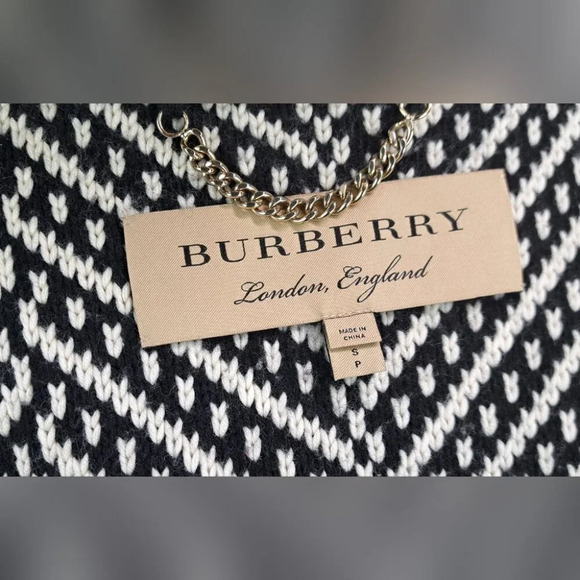 Burberry Glasshouse Chevron Fringe Cardigan Sweater Wool Open-Front Sz Small - Picture 3 of 16